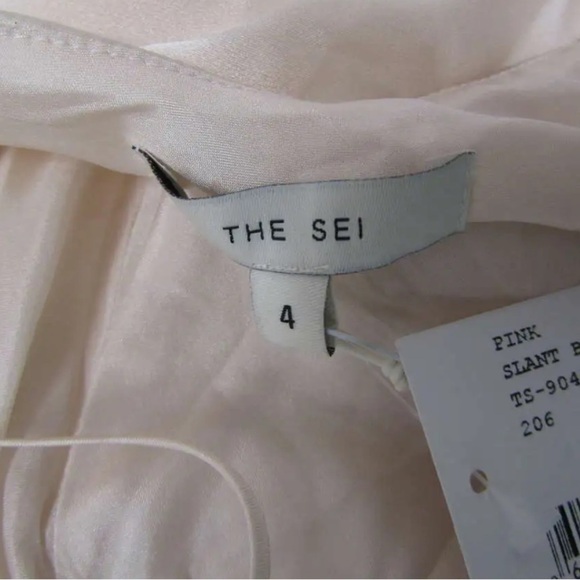 THE SEI Slant Bias Silk Maxi Gown Pearl Blush Pink Sexy Cutout Open Back Size 4 - Picture 10 of 10
